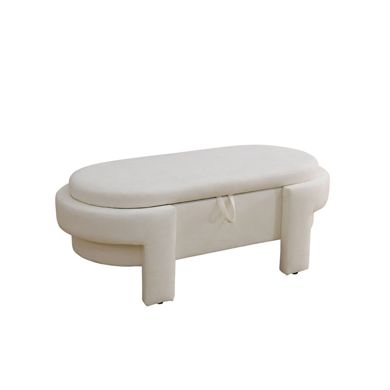 Off White Calico Living Room Ottoman